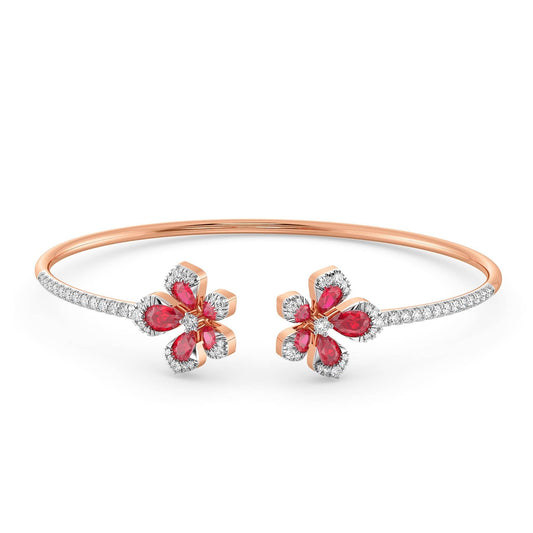 Rose Gold Flower Bangle Bracelet