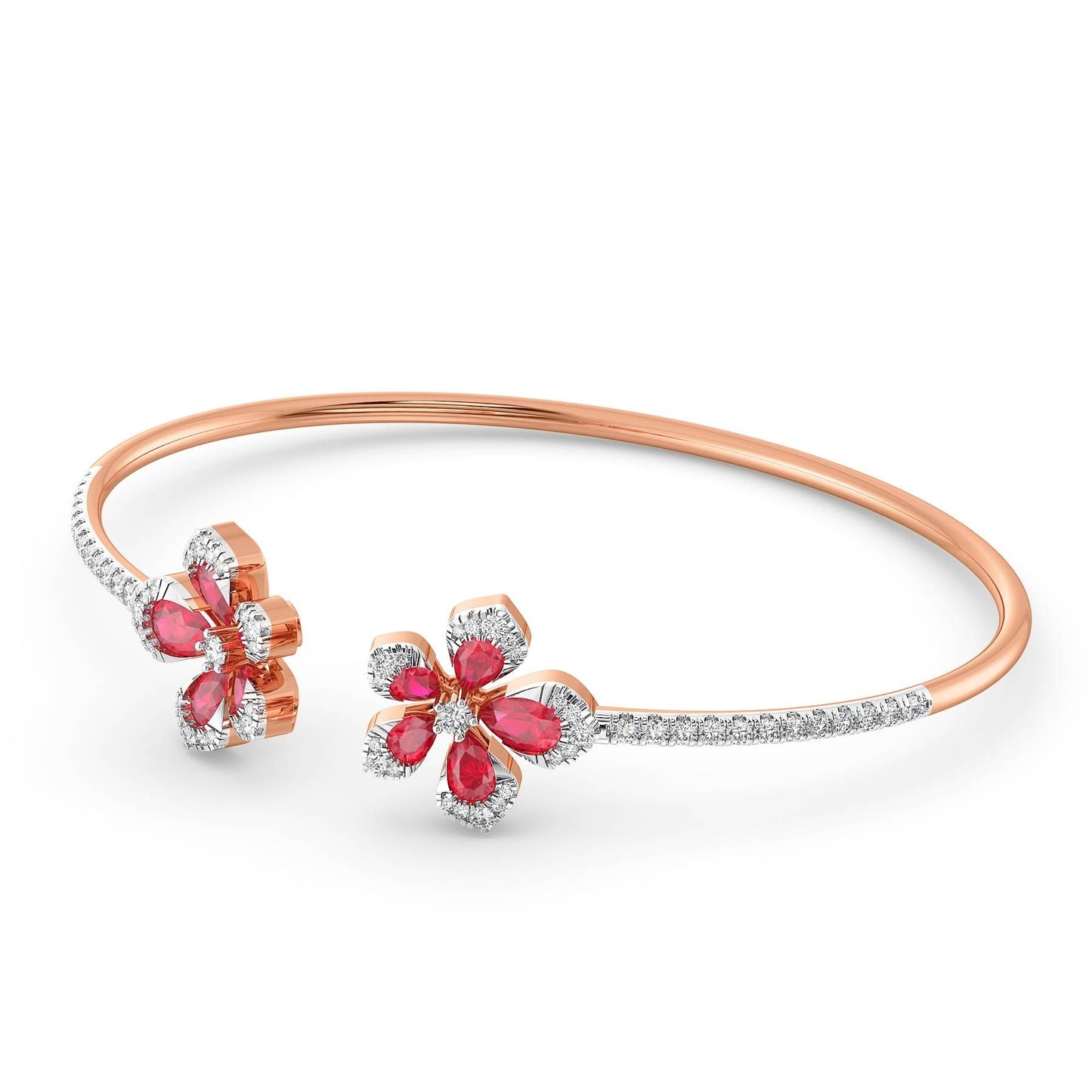 Rose Gold Flower Bangle Bracelet