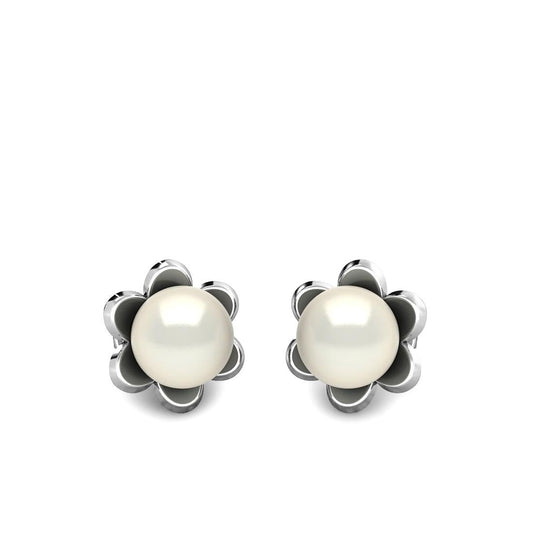 Silver Pearl Stud Earrings