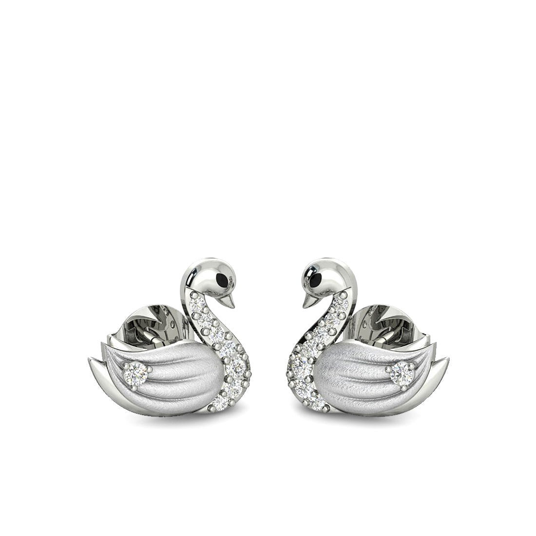 925 Silver Swan Diamond Earrings