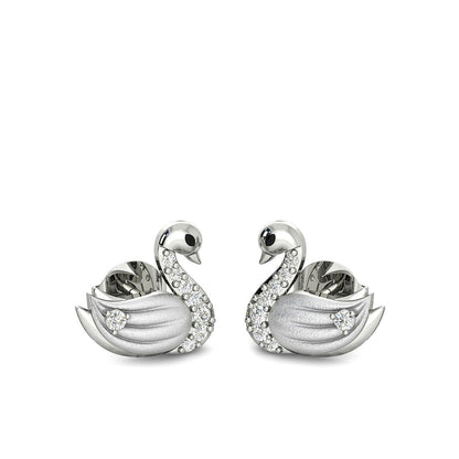 925 Silver Swan Diamond Earrings