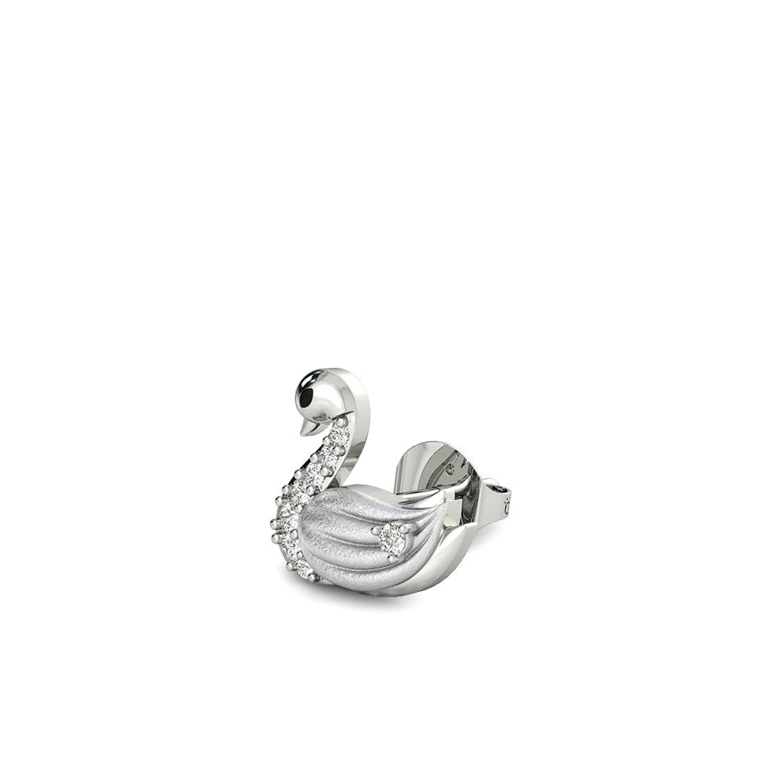 925 Silver Swan Diamond Earrings