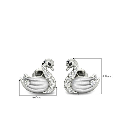 925 Silver Swan Diamond Earrings