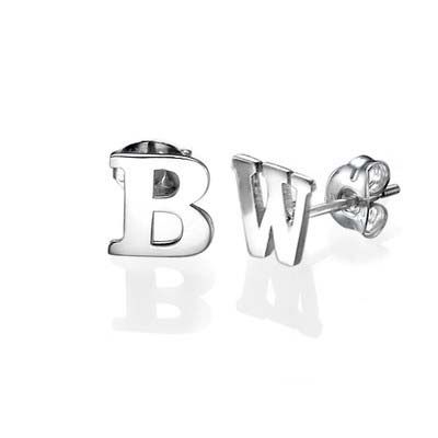 925 Silver Initial Stud Earrings