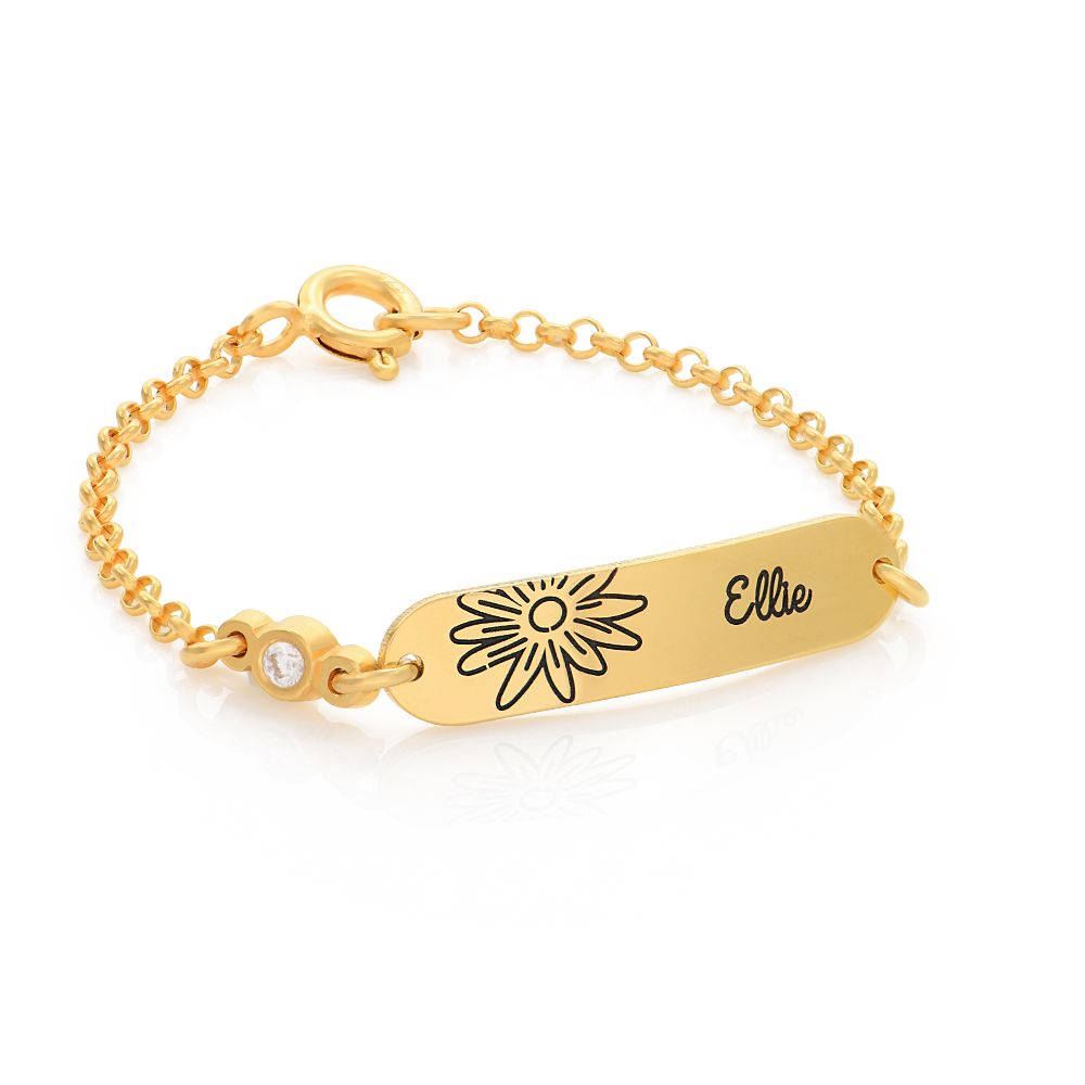 925 Silver Lyla Baby Name Bracelet with Birth Flower