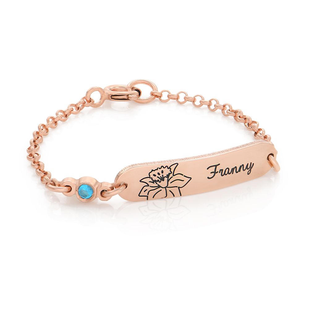 925 Silver Lyla Baby Name Bracelet with Birth Flower