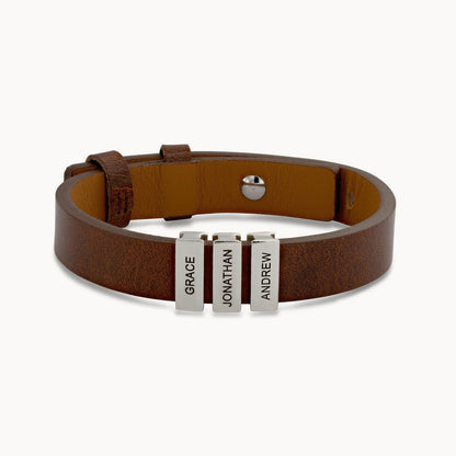 925 Silver Voyage Men's Leather Bracelet