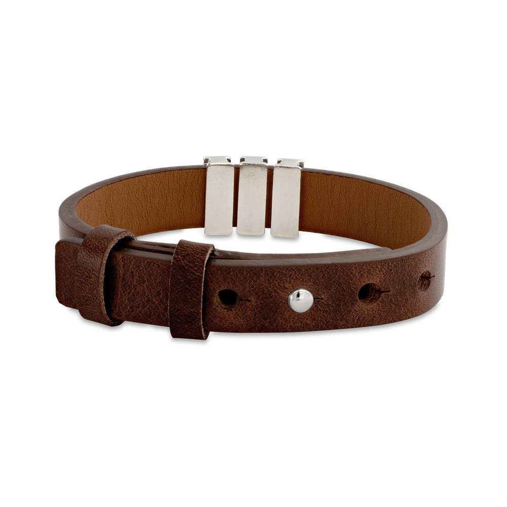 925 Silver Voyage Men's Leather Bracelet