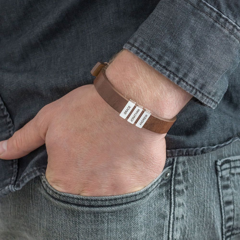 925 Silver Voyage Men's Leather Bracelet