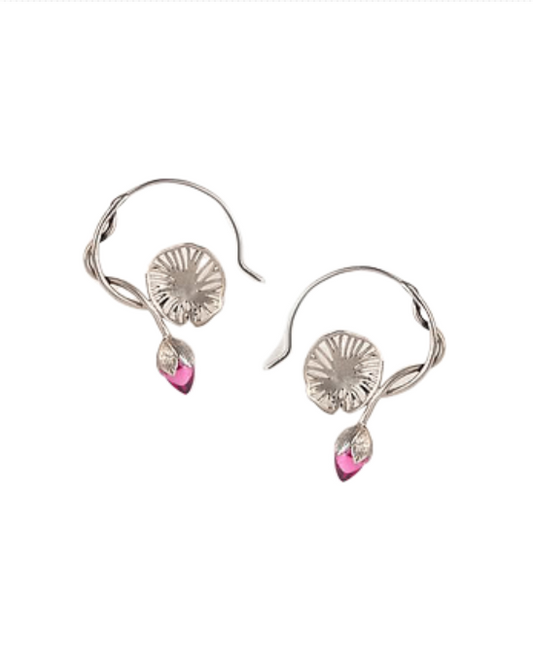 925 Silver Lotuses Oxidized  Earring