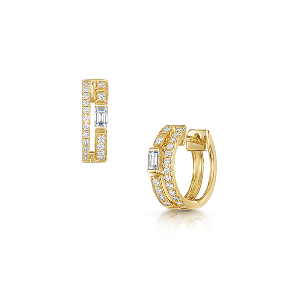 MISS DG YELLOW GOLD DIAMOND HOOP EARRINGS